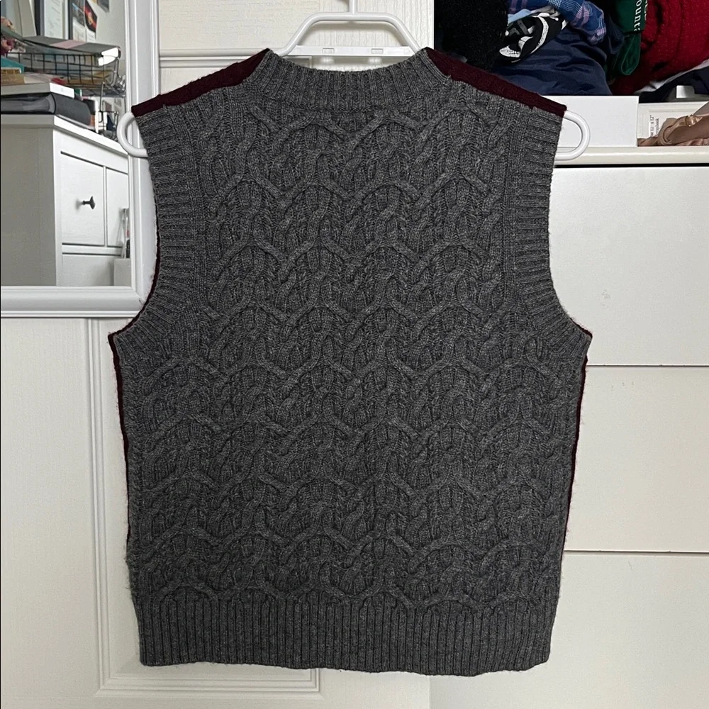 Ganni Red & Grey Wool Cashmere Cable Vest - Picture 3 of 3